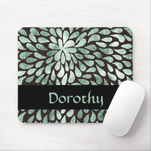 Gradient grüne Blätter auf schwarz Mousepad