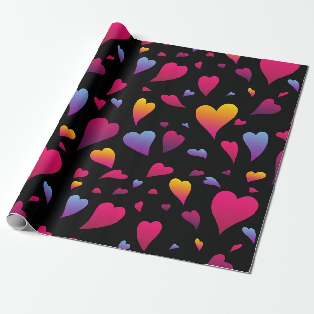 Gradient Hearts Valentine Geschenkpapier (Ungerollt)