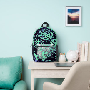 Gradient Helles Meeresschaum Purpur Schwarzer Ruck Bedruckter Rucksack