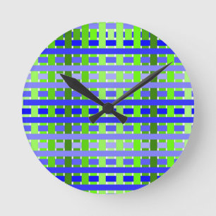 Gradient Kariert blau Runde Wanduhr