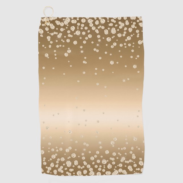 Gradient Light Brown White Luxury Dots Hübsch Glam Golfhandtuch (Vorderseite)