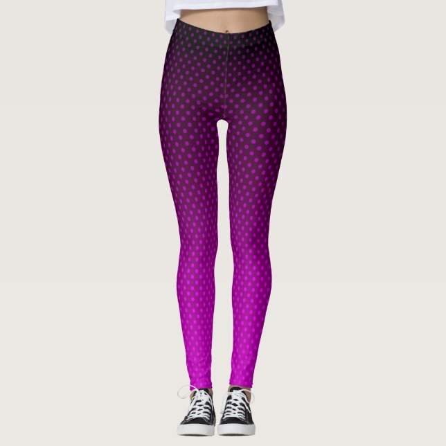 Gradient lila graue Polka Punkte drucken abstrakt  Leggings (Vorderseite)