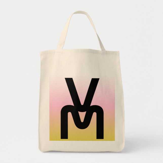 Gradient Monogram Minimalistisch Tote Bag Tragetasche (Vorne)