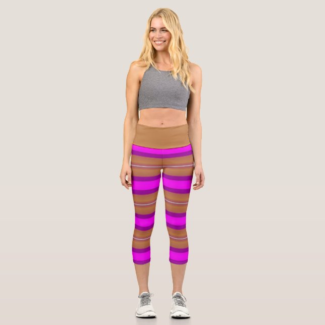 Gradient multicolor Streifen Capri Leggings (Vorderseite)