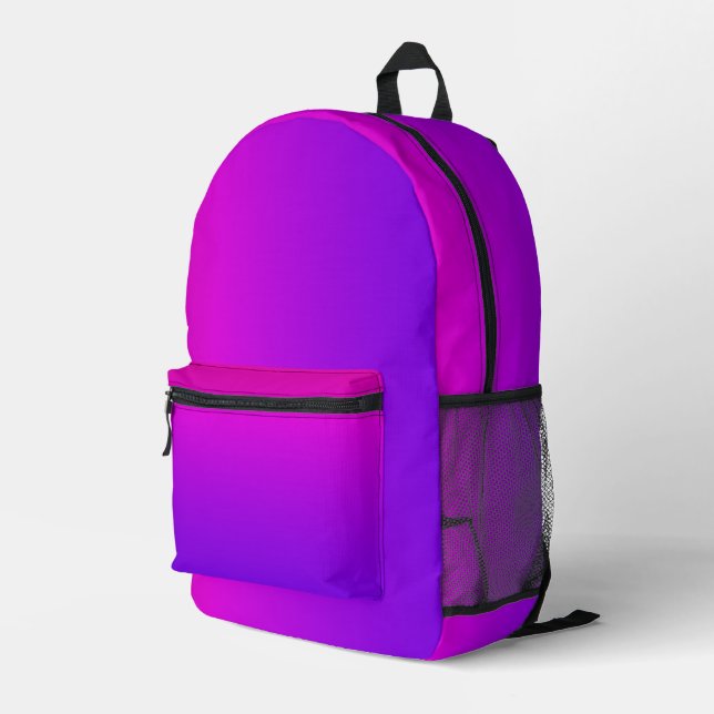 Gradient Neon Pink und Lila Bedruckter Rucksack (Rückseitige Ecke Rechts)