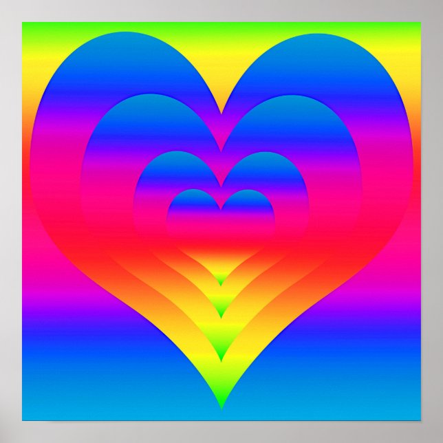 Gradient Nested Rainbow Hearts Poster (Vorne)