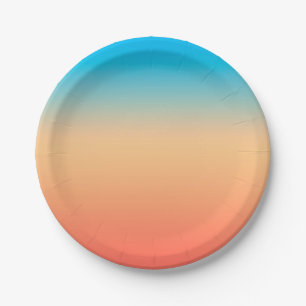 Gradient Ober Korallenblüte Beige Blau weich vers Pappteller