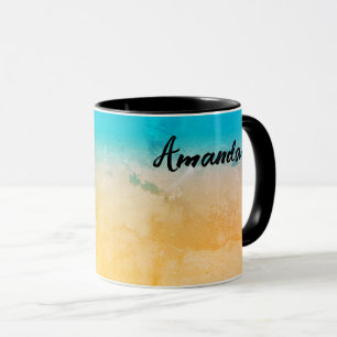 Gradient ombre Korallen-Rosé Beige Blau weich vers Tasse