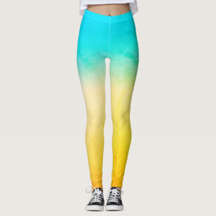 Gradient ombre Korallenblüte Beige Blau weiche ver Leggings