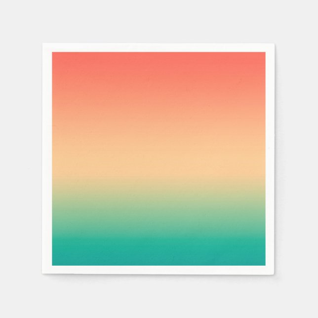 Gradient ombre Korallenrot Beige grüne weiche Farb Serviette (Vorderseite)
