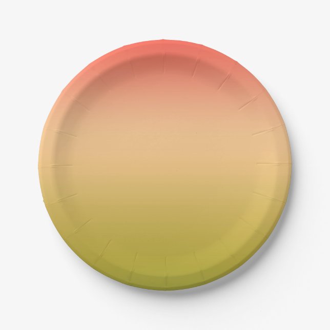 Gradient ombre Korallenrot Beige Limon weich versc Pappteller (Vorderseite)