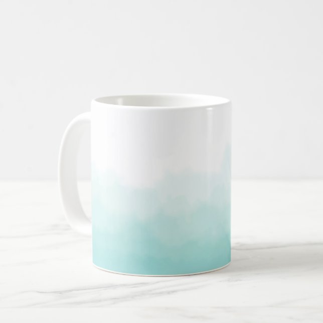 Gradient Ombre Modernes Türkis Wasserfarben Tasse (Vorderseite Links)