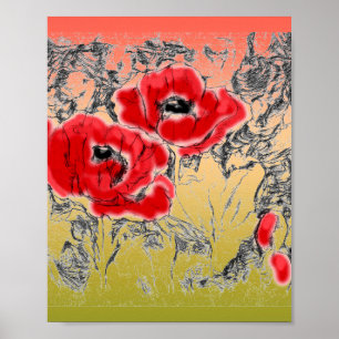 Gradient ombre weiche verschwommene Farben rot gez Poster