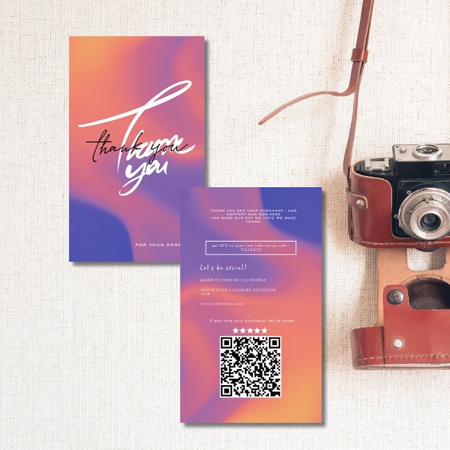 Gradient orange Farbe Skript QR-Code vielen Dank Visitenkarte (Von Creator hochgeladen)