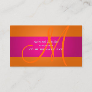 Gradient Orange+Fuschia Monogramm Visitenkarte