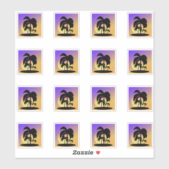 Gradient Palm Trees Sunset Vacation Set Aufkleber (Blatt)