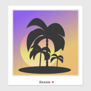 Gradient Palm Trees Sunset Vacation Sticker