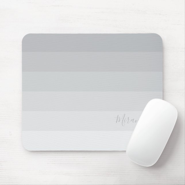Gradient Pastel Grau Streifen mit Individuelle Nam Mousepad (Mit Mouse)