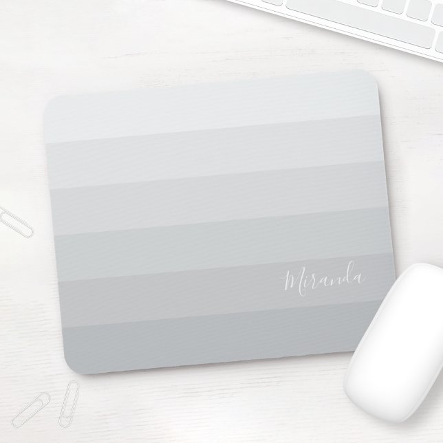 Gradient Pastel Grau Streifen mit Individuelle Nam Mousepad (Von Creator hochgeladen)