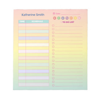 Gradient Pastel Niedlich Daily Schedule Notepad Notizblock