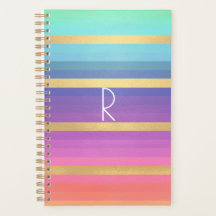 Gradient Pastell Stripes Mit Monogramm Planer