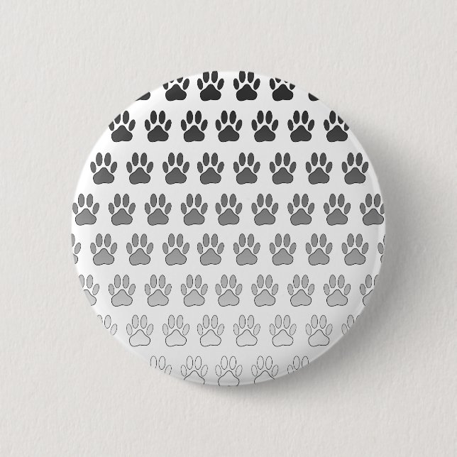 Gradient Paw Prints in Schwarz & Weiß & Grau Button (Vorderseite)