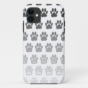 Gradient Paw Prints in Schwarz & Weiß & Grau iPhone 11 Hülle
