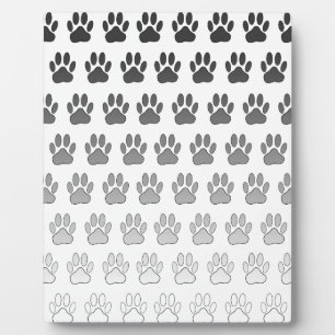 Gradient Paw Prints in Schwarz & Weiß & Grau Fotoplatte