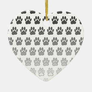 Gradient Paw Prints in Schwarz & Weiß & Grau Keramik Ornament