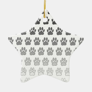 Gradient Paw Prints in Schwarz & Weiß & Grau Keramik Ornament
