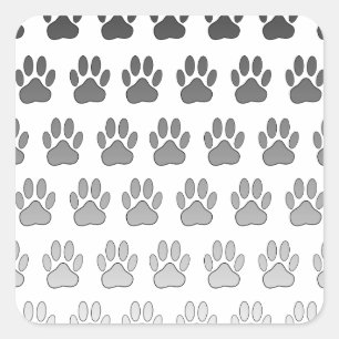 Gradient Paw Prints in Schwarz & Weiß & Grau Quadratischer Aufkleber