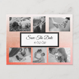 Gradient Peachy Coral Foto Save the Date Postkarte