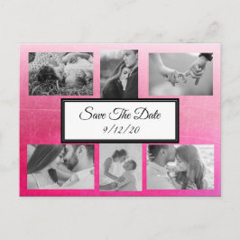 Gradient Pink Foto Save the Date Postkarte