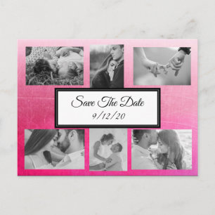 Gradient Pink Foto Save the Date Postkarte