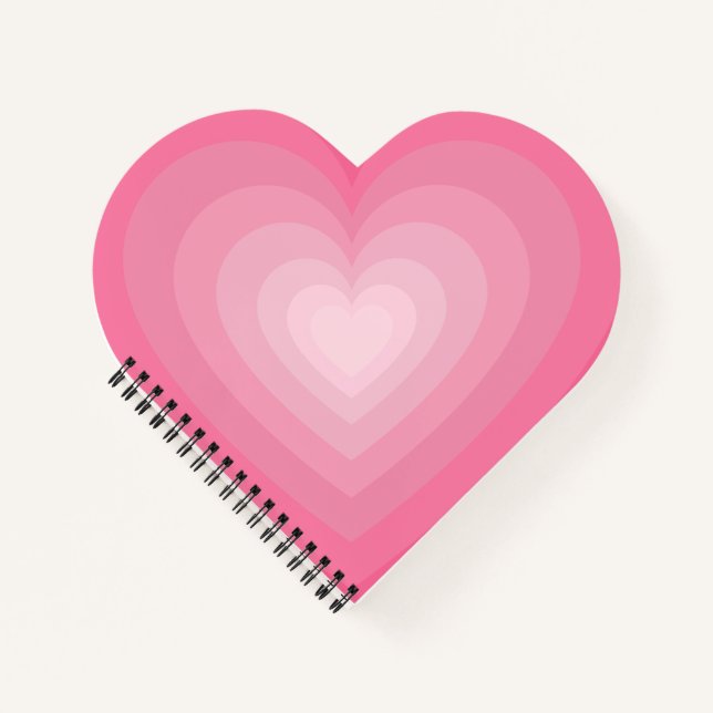 Gradient Pink Heart Design - Pastellrosa Liebe Zei Notizbuch (Vorderseite)