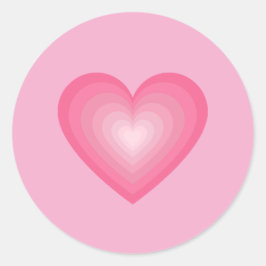 Gradient Pink Heart Design - Pastellrosa Liebe Zei Runder Aufkleber