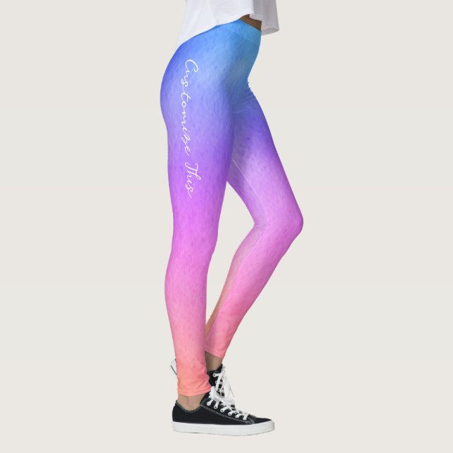 Gradient Pink Lila und Blue Dreamy Farben Leggings (Rechts)