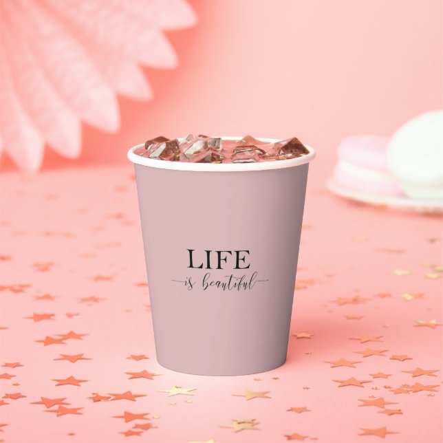 Gradient Pink Party Cups Disposable Coffee Cups Pappbecher (Insitu)