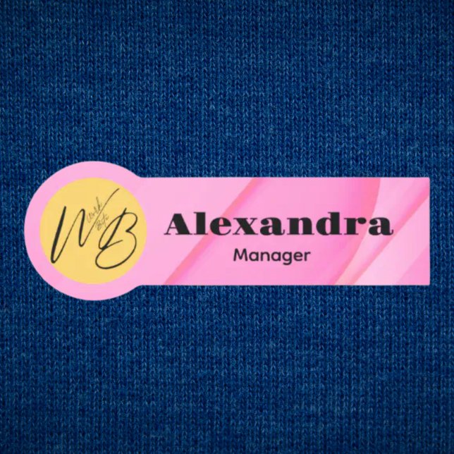 Gradient Pink Wave Moderner Restaurantmitarbeiter Namensschild (Von Creator hochgeladen)