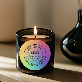 Gradient Rainbow 3-in Happy New Year Round Sticker