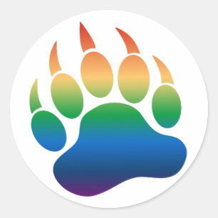 Gradient Rainbow Bear Paw/Claw-Aufkleber Runder Aufkleber