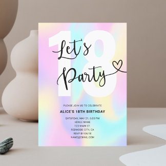 Gradient Rainbow Calligraphy Herz Geburtstag Einladung