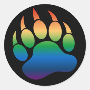 Gradient Rainbow flag Gay Bear Paw /Claw - Aufkleb Runder Aufkleber
