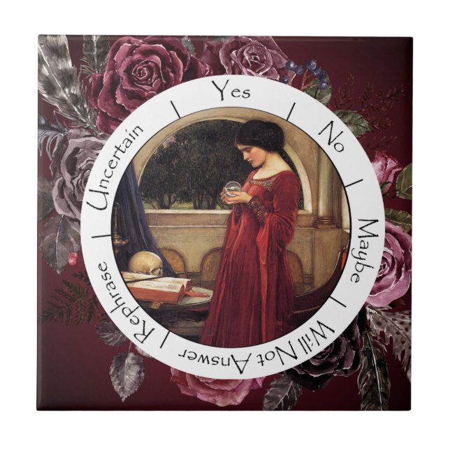 Gradient Red and Black Blume Pendulum Fliese (Vorderseite)