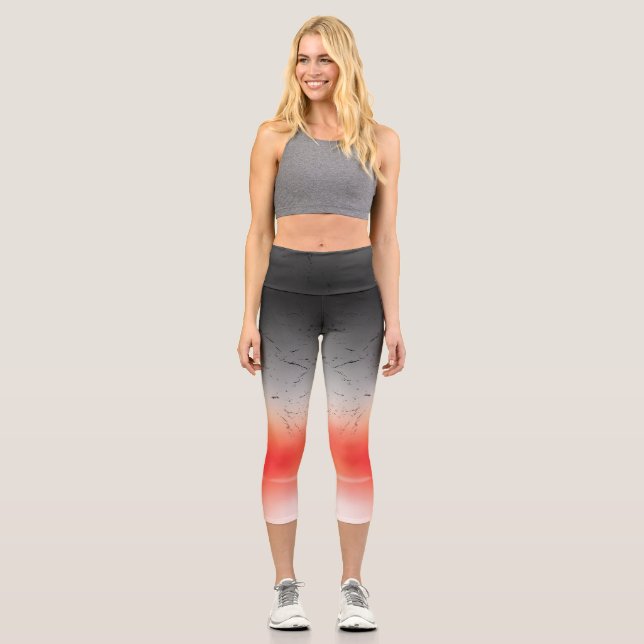 Gradient Red to Gray Ombre Leggings (Vorderseite)
