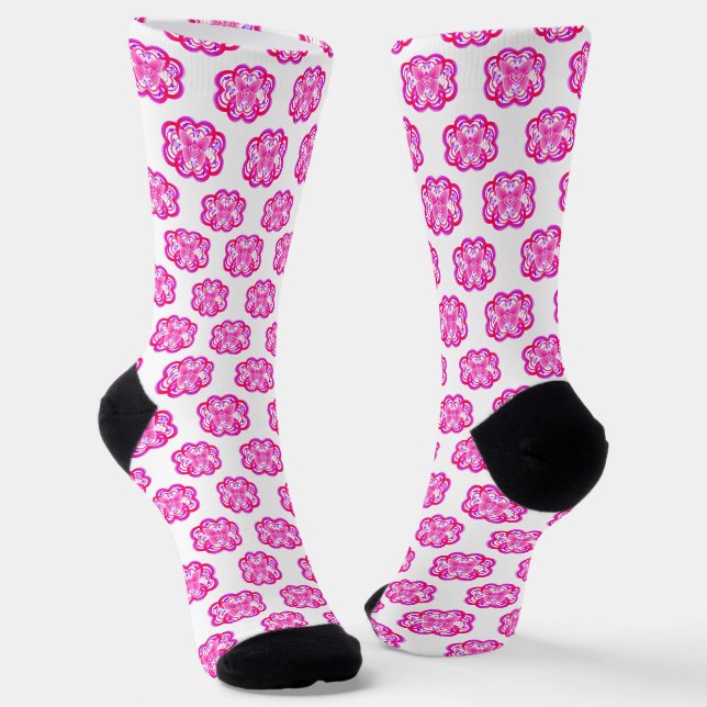 Gradient Rosa und Lila Herzförmiges abstraktes Mus Socken (Gewinkelt)