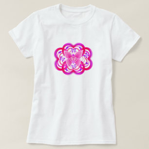 Gradient Rosa und Lila Herzförmiges abstraktes Mus T-Shirt