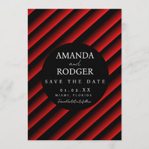 Gradient Rote Schwarze Streifen Save-the-Date Einladung