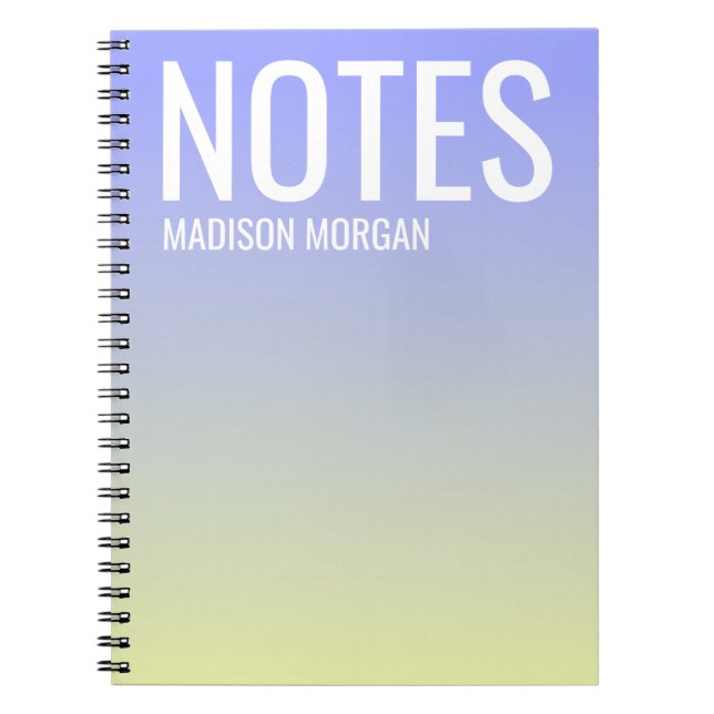 Gradient-Schatten des Purple Yellow Typography Mod Notizblock (Vorderseite)