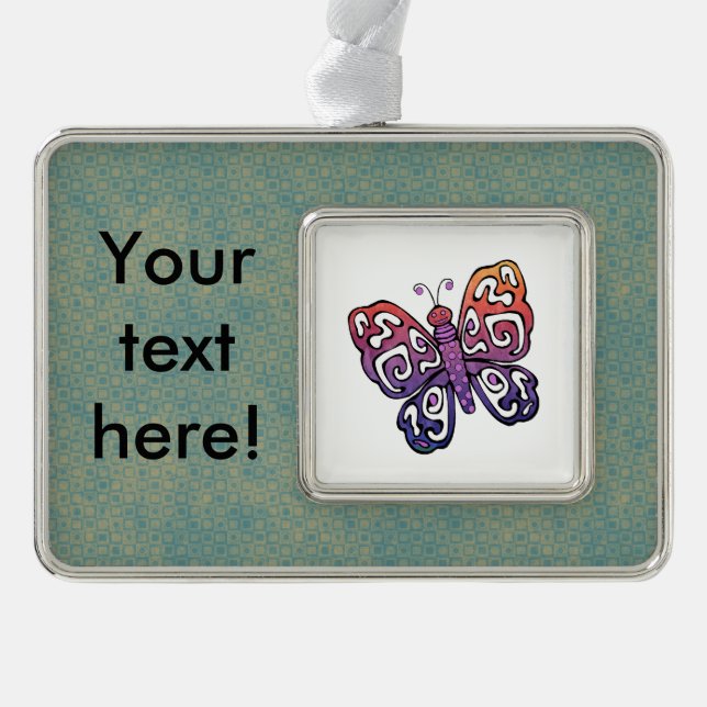 Gradient-Schmetterling-Clipart Rahmen-Ornament Silber (Vorderseite)